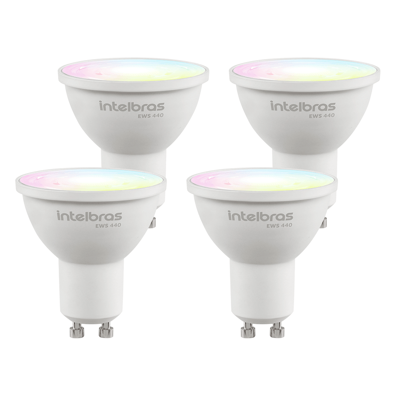 Kit Lâmpada LED Spot Smart Wi-Fi Intelbras EWS 440 - 4 unidades