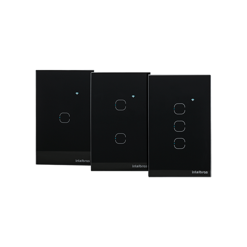 Kit Casa Inteligente Interruptor Touch 1, 2 e 3 Teclas Preto Intelbras