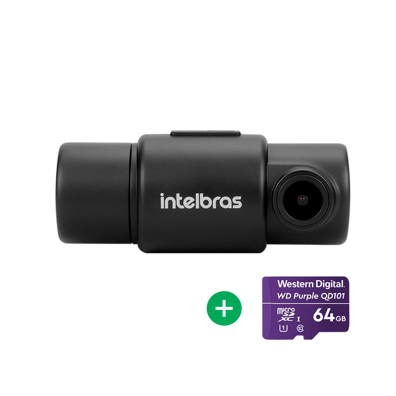 Kit Câmera veicular Duo Intelbras DC 3201 2K+ + Cartão Micro SD 64GB