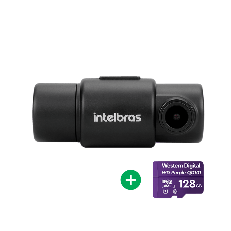 Kit Câmera veicular Duo Intelbras DC 3201 2K+ + Cartão Micro SD 128GB