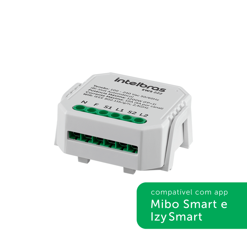 Interruptor Controlador de Cargas Wifi 2/2 EWS 222 Intelbras