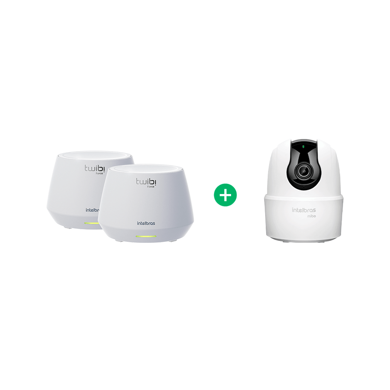 Kit Wi-Fi 6 Mesh com Monitoramento Inteligente Intelbras Câmera IME 360 + Conjunto Twibi AX