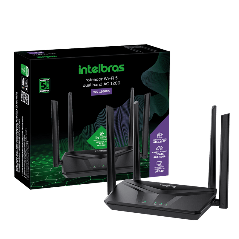 Roteador Wi-fi Alto Desempenho W5-1200 GS Preto Intelbras