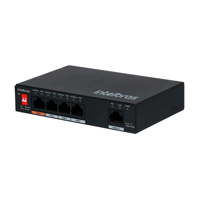 Switch Não Gerenciável 5 portas Fast SF 500 Hi-PoE Preto Intelbras