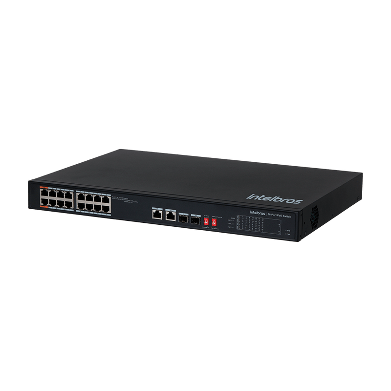 Switch Não Gerenciável 16 Portas Fast e 2 Portas SFP SF 1822 HI PoE Preto Intelbras