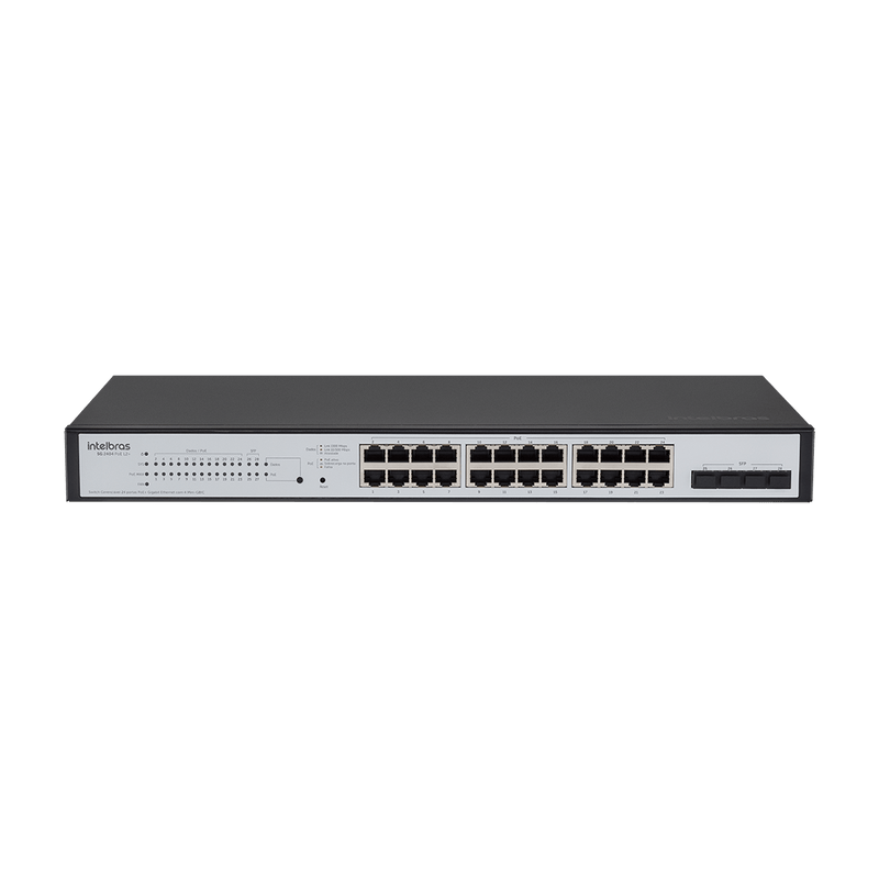 Switch Gerenciável 24 Portas Gigabit e 4 Portas GBIC SG 2404 PoE L2+ Preto Intelbras